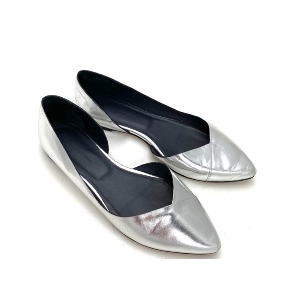 ISABEL Marant ÉTOILE Penn Metallic Silver Leather Point-toe Ballet Flats Size 6 - Picture 4 of 9